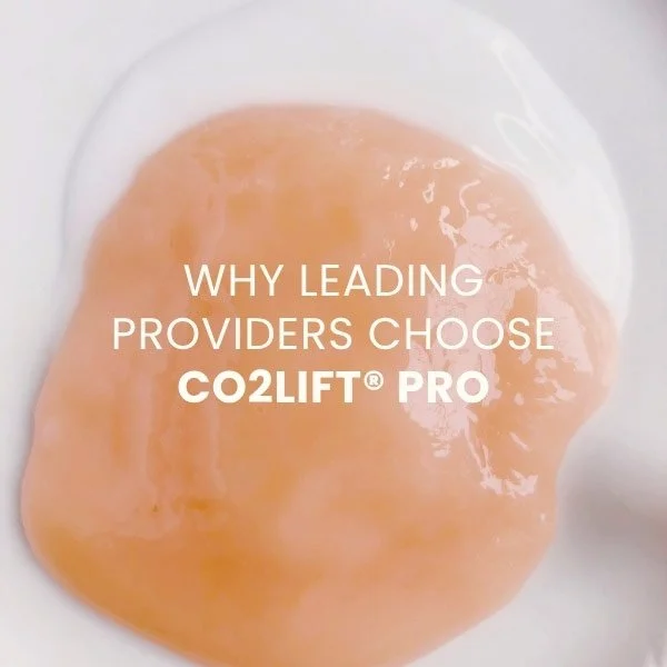 Close-up of CO2Lift Pro gel on a white surface with white text overlay that reads, "Why Leading Providers Choose Co2LIFT Pro."