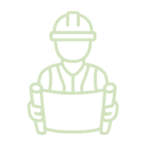 Icon of a construction worker holding a blueprint