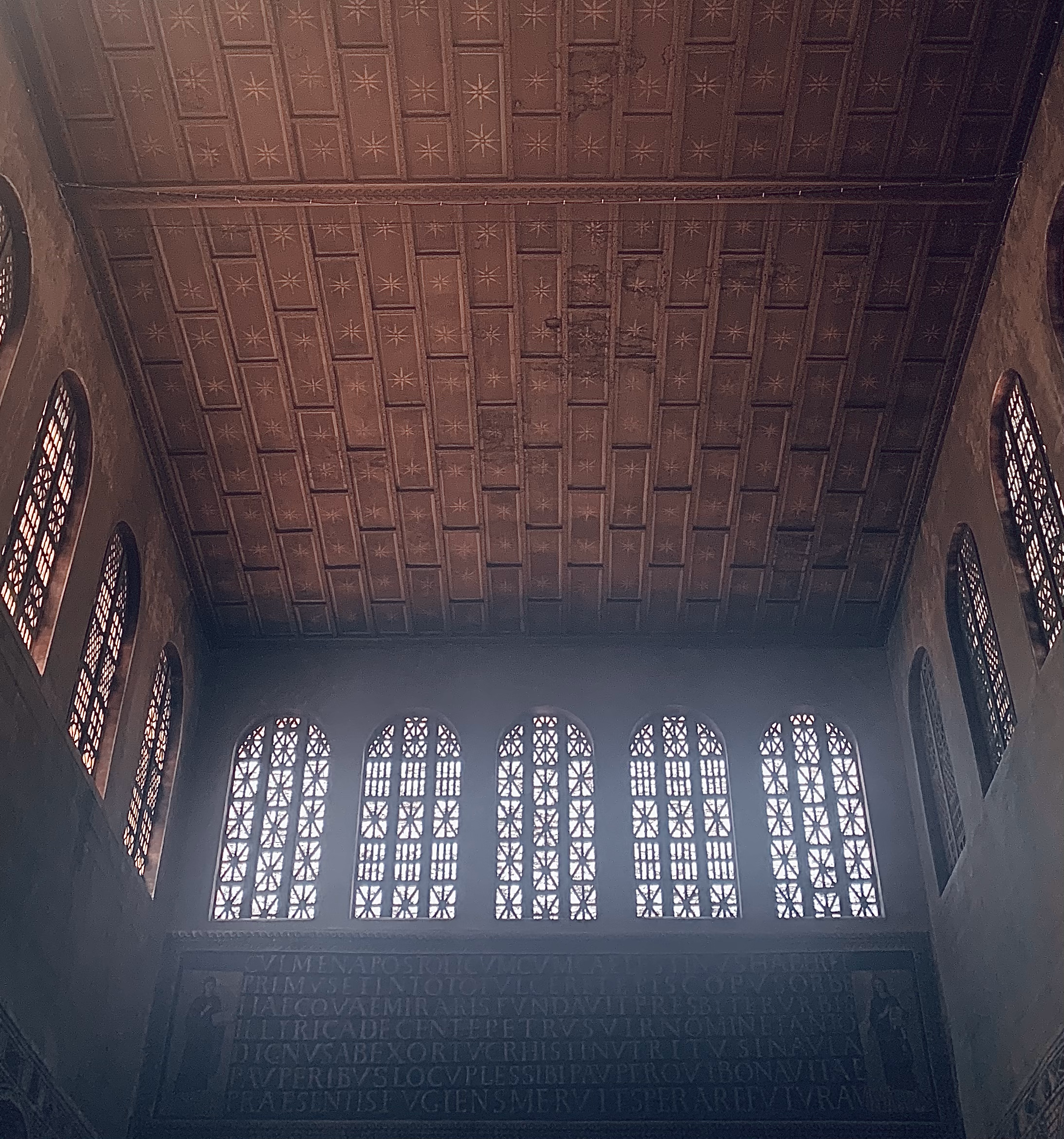 Newly constructed ceiling inside of Santa Sabina. Photographed by Reid Graham.