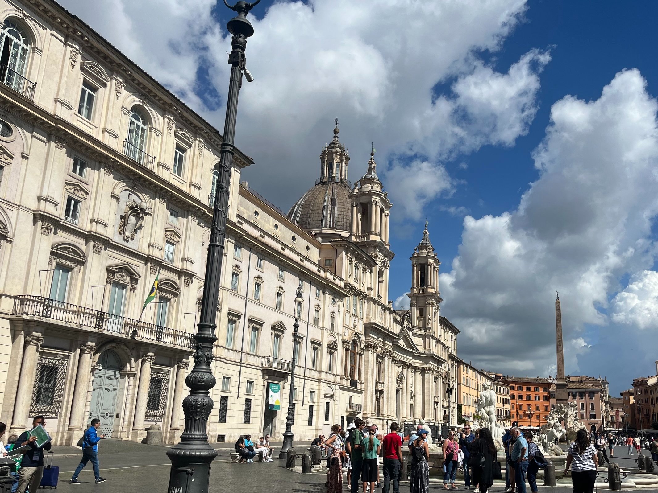 Fascist-era buildings framing the edges of Piazza Navona. Photographed by Lucy Martin.