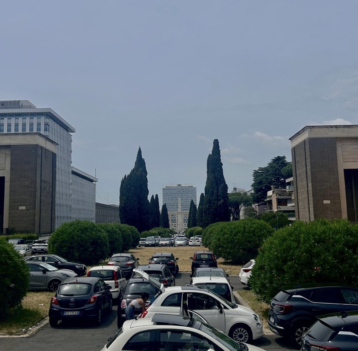 View along Viale della Civilta Romana in the EUR district. Photographed by Audrey Huhn.
