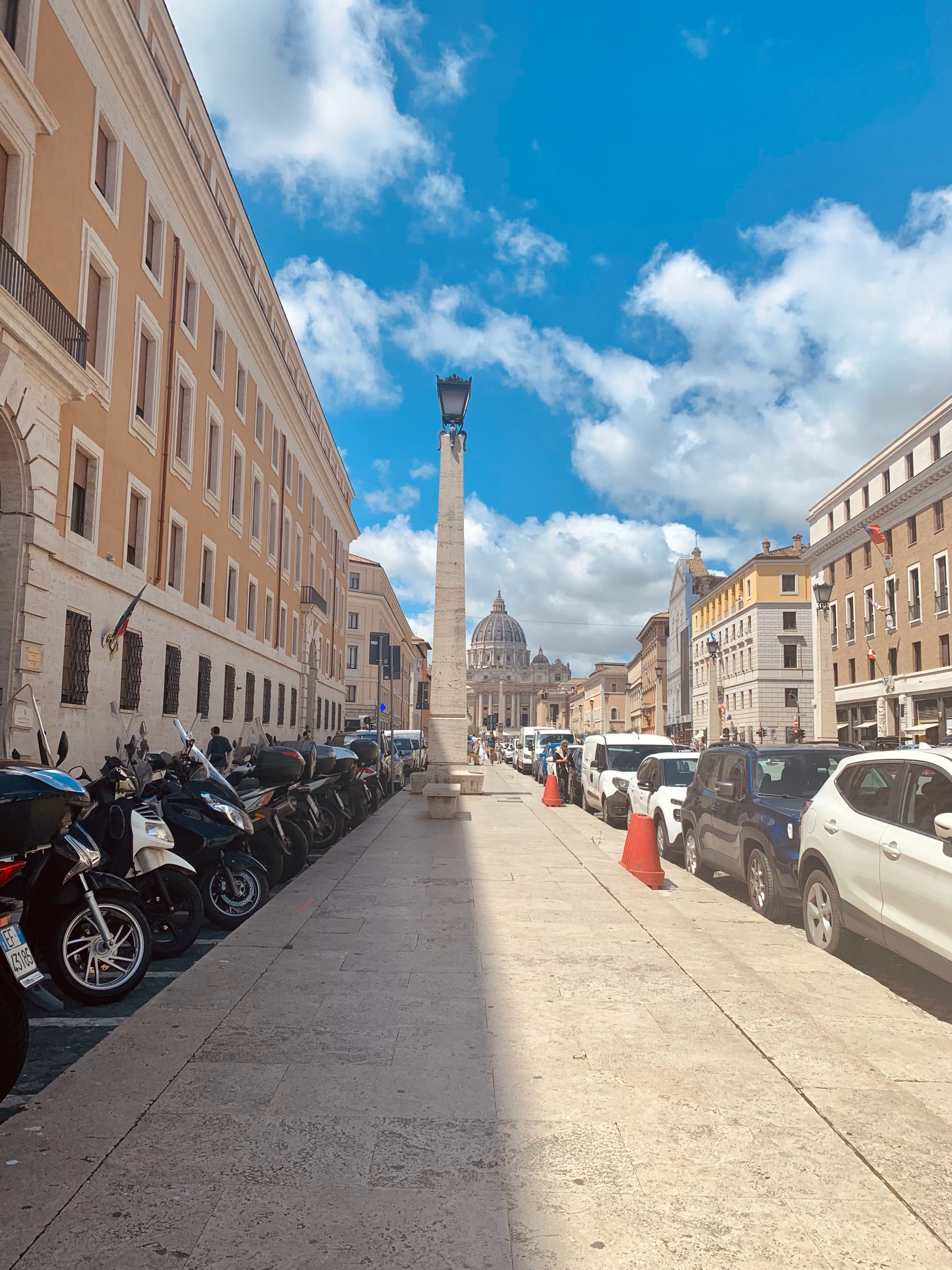 Obelisk streetlights on the Via della Conciliazione. Photographed by Reid Graham.