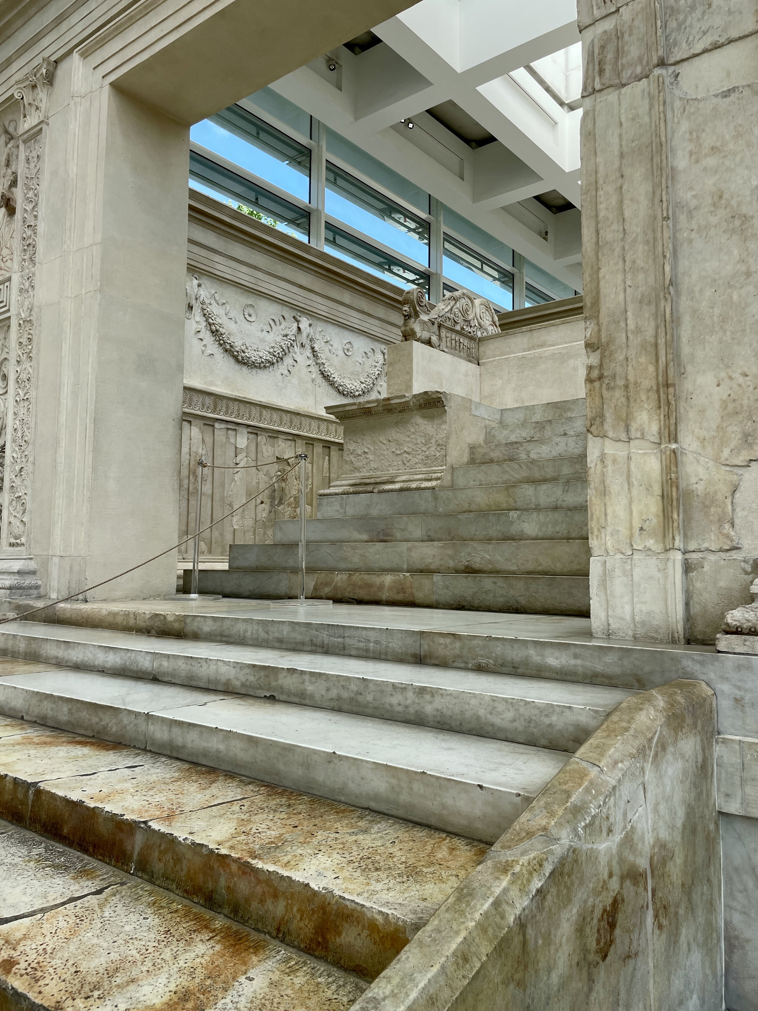 Interior of the Ara Pacis, Altar of Peace. Photographed by Erin Hobbs.