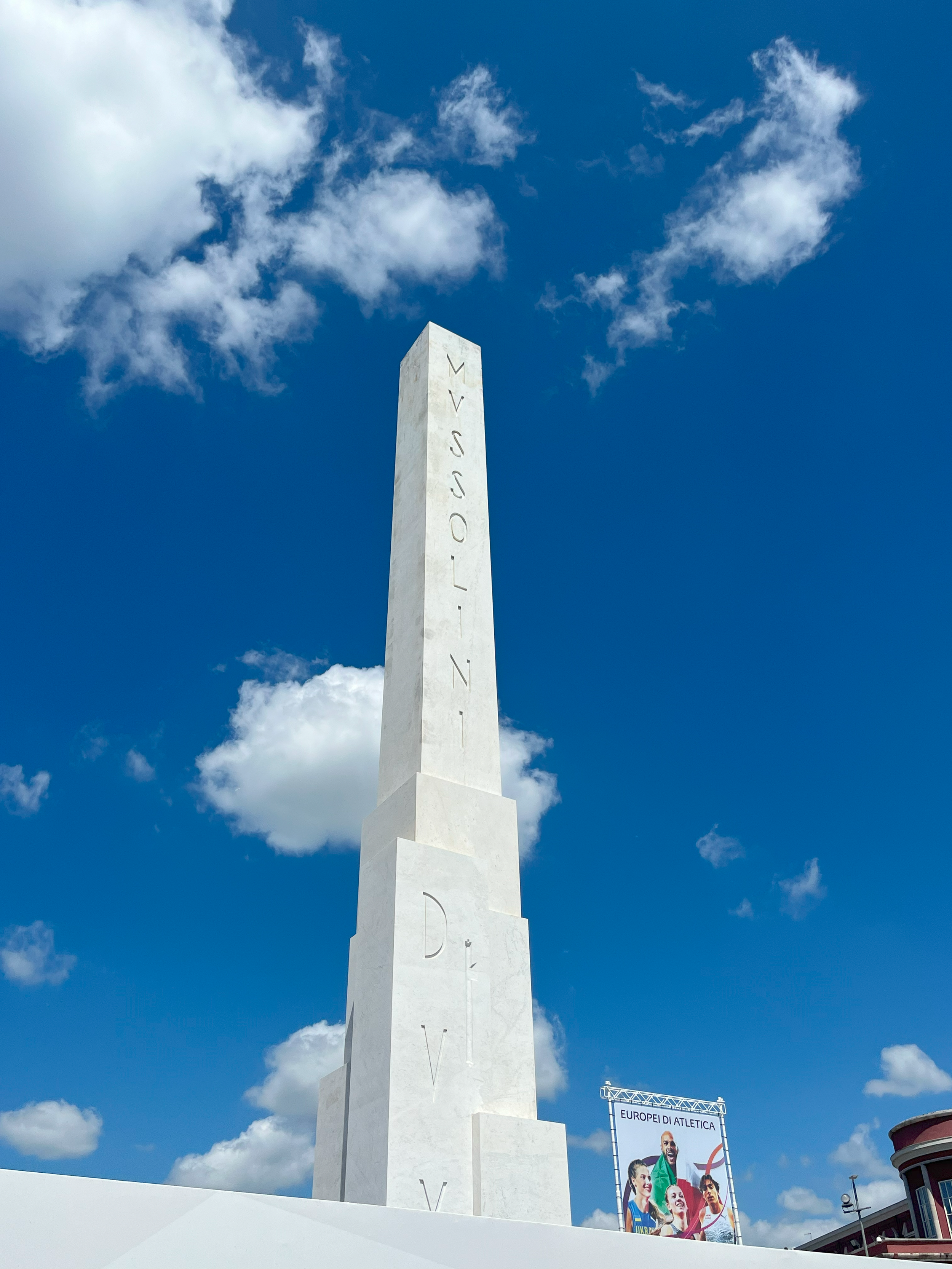Mussolini's obelisk at the entryway of the Foro Italico. Photographed by Lucy Martin.