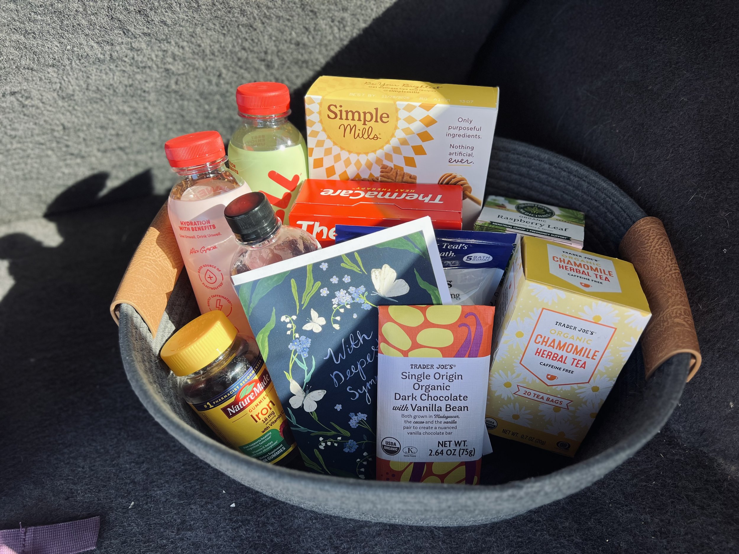 a care basket for someone who had a miscarriage