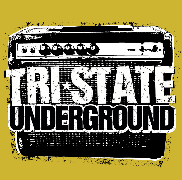 Grungy illustration of a guitar amplifier with the text 'Tri State Underground' in bold letters.