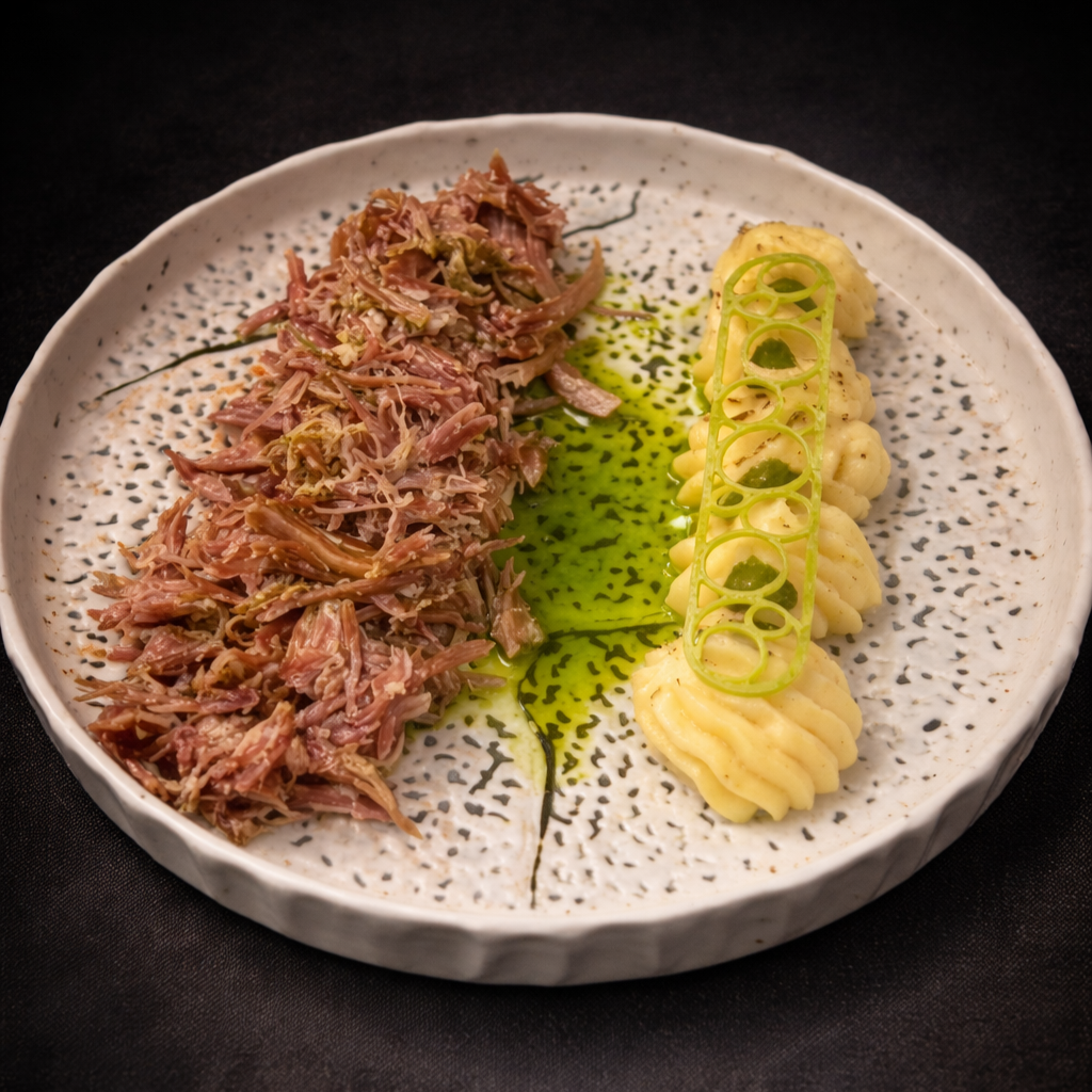 DECONSTRUCTION OF RIBS, POTATOES AND CORN COB