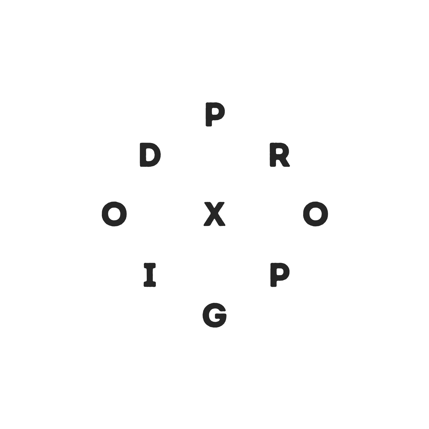 Word grid with letters spelling "POGO x DRIP" arranged in a circle.