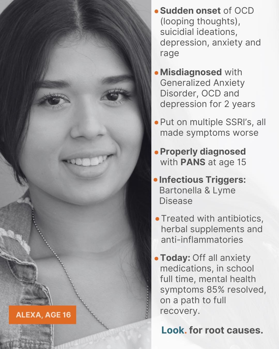 Meet Alexa. She&rsquo;s 16.
For two years, she was misdiagnosed with anxiety, OCD, and depression.
Doctors prescribed multiple psychiatric medications&mdash;but nothing helped. In fact, her symptoms worsened.
It wasn&rsquo;t &ldquo;just mental health