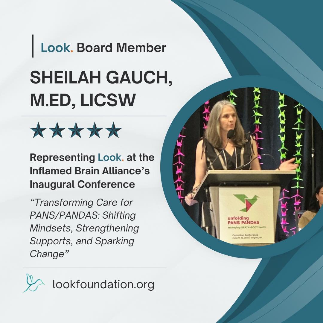 We&rsquo;re incredibly proud of Look. Board Member Sheilah Gauch, M.Ed, LICSW, who was invited to join the world&rsquo;s leading experts in PANS/PANDAS at the Inflamed Brain Alliance&rsquo;s inaugural conference.
Sheilah shared her expertise as a men