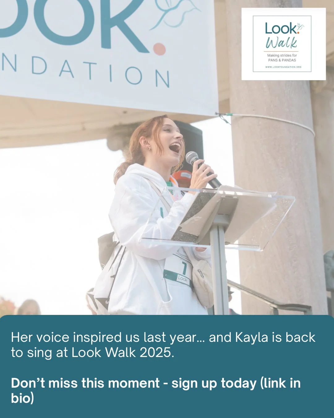 We&rsquo;re thrilled to share that Kayla will be joining us once again to sing at the Look Walk 2025! 
🎶  Her voice brought so much hope and energy last year, and we can&rsquo;t wait to experience it together again. Sign up now and be part of this u