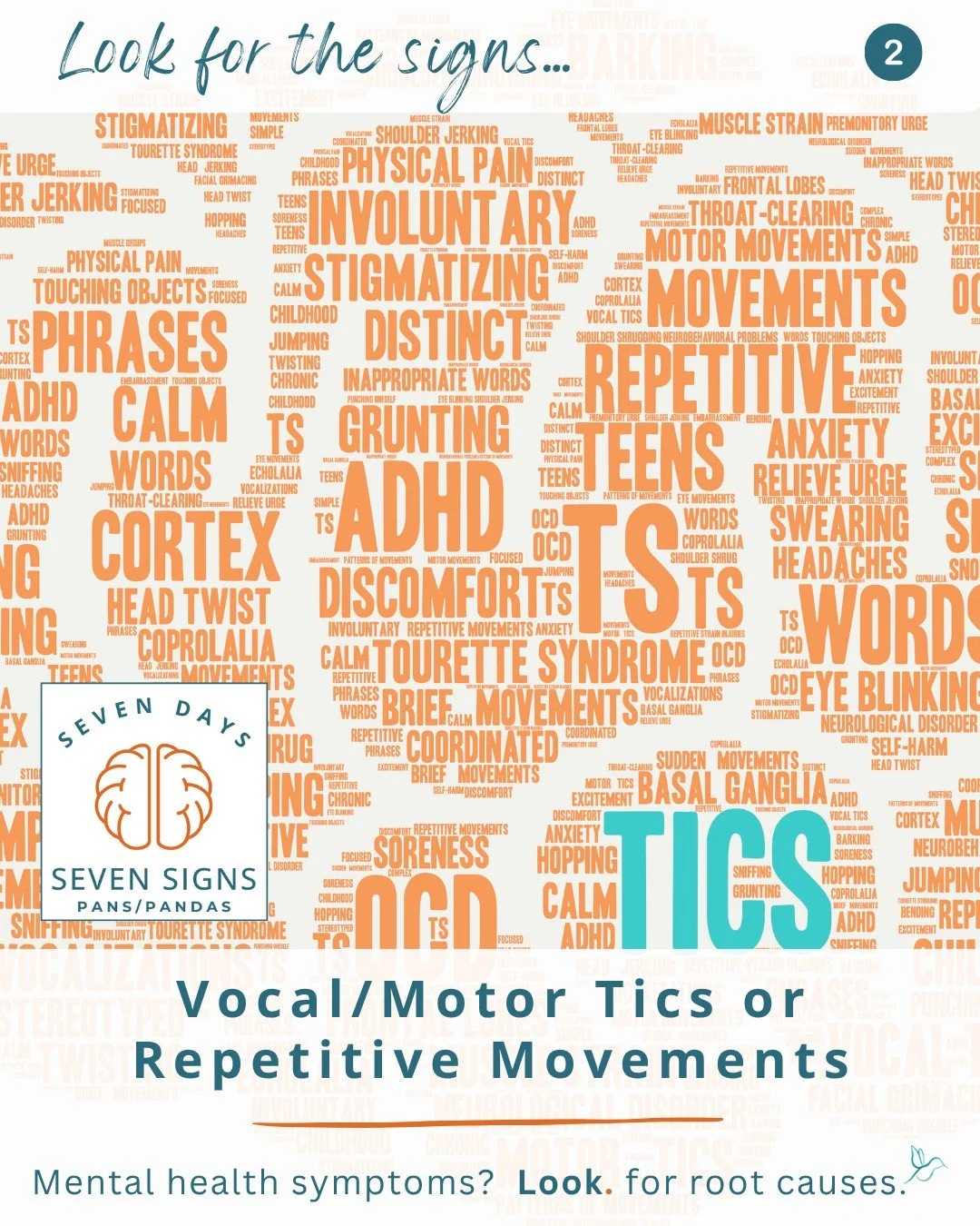 Day 2 of 7 Signs of PANS 🧡
Sudden tics or repetitive movements often get labeled as Tourette&rsquo;s or anxiety.
But sometimes, it&rsquo;s the immune system &mdash; not the mind &mdash; that&rsquo;s causing the symptoms.
Infection-triggered inflamma