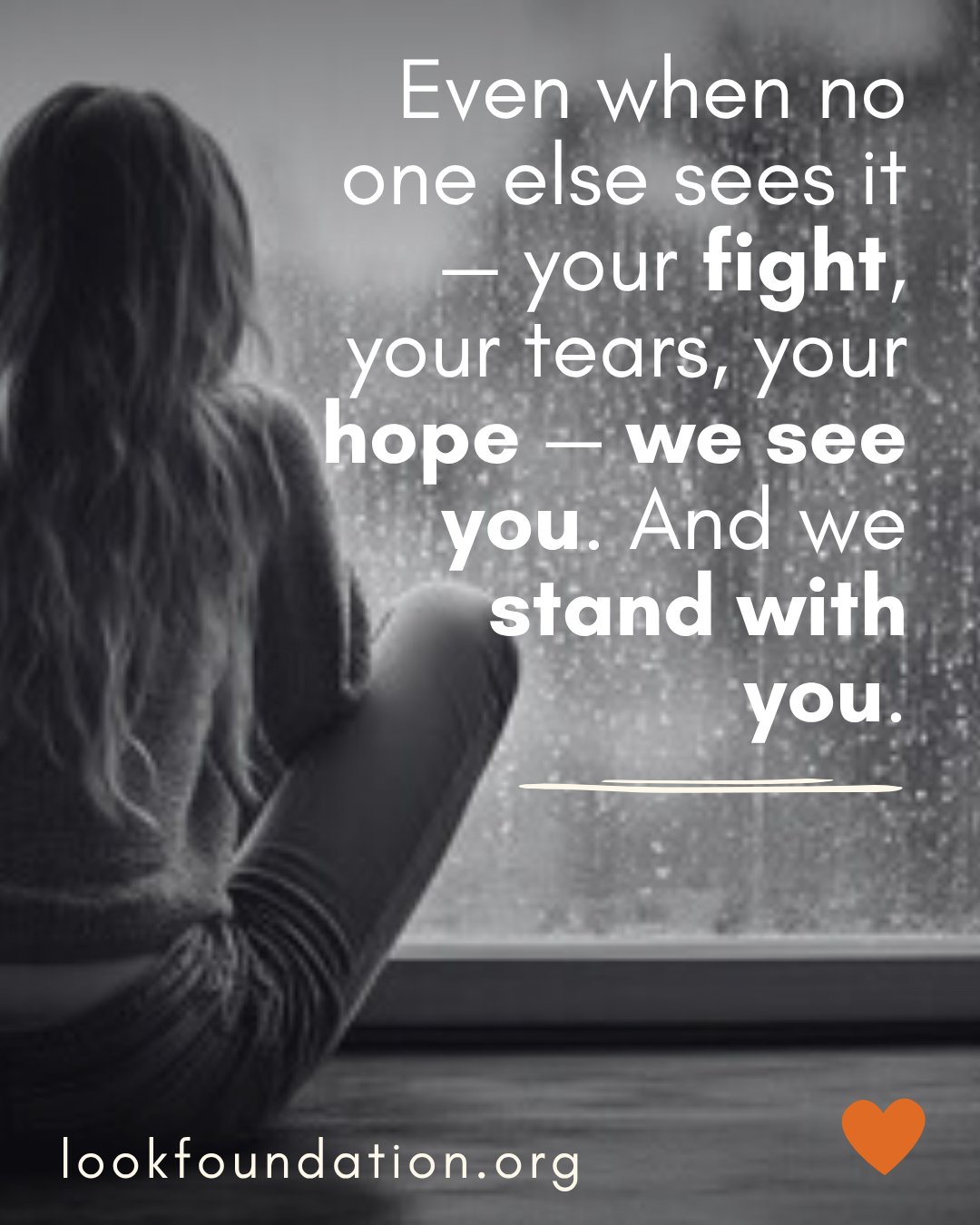 Some days, the world feels heavy. But you&rsquo;re not invisible &mdash; and you&rsquo;re not alone. 🧡
At Look., we see the courage it takes to keep showing up. To keep hoping. To keep fighting.
We&rsquo;re with you &mdash; every step, every storm, 