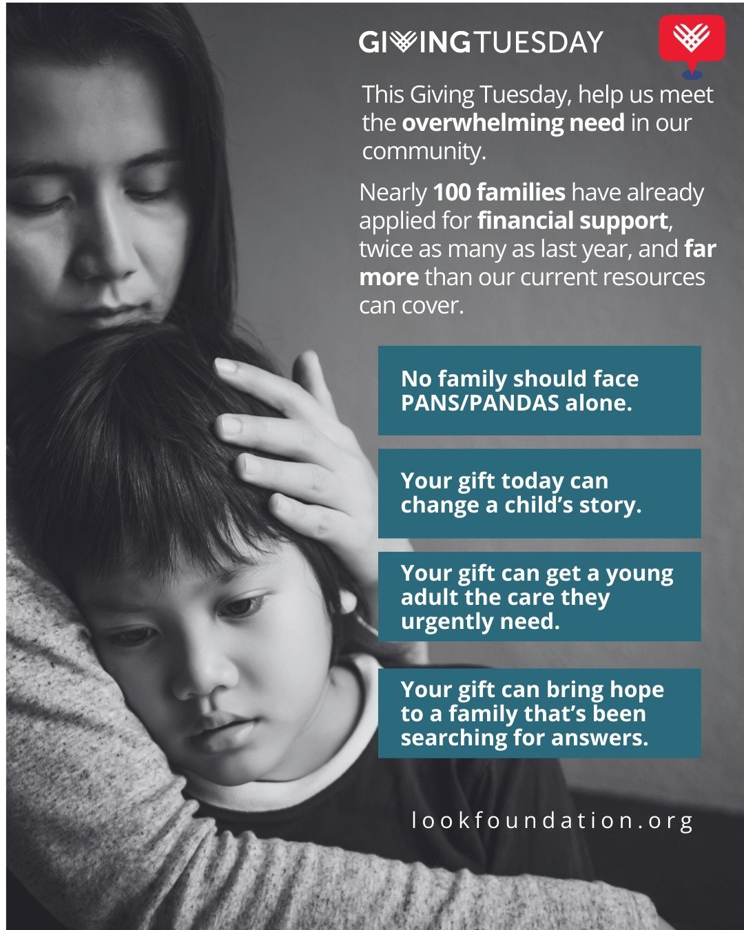 Giving Tuesday is December 2nd.

This year we&rsquo;re rallying together to make a difference for children and young adults affected by PANS/PANDAS. With our new grant round closing on December 4th, we&rsquo;ve received nearly 100 applications, more 