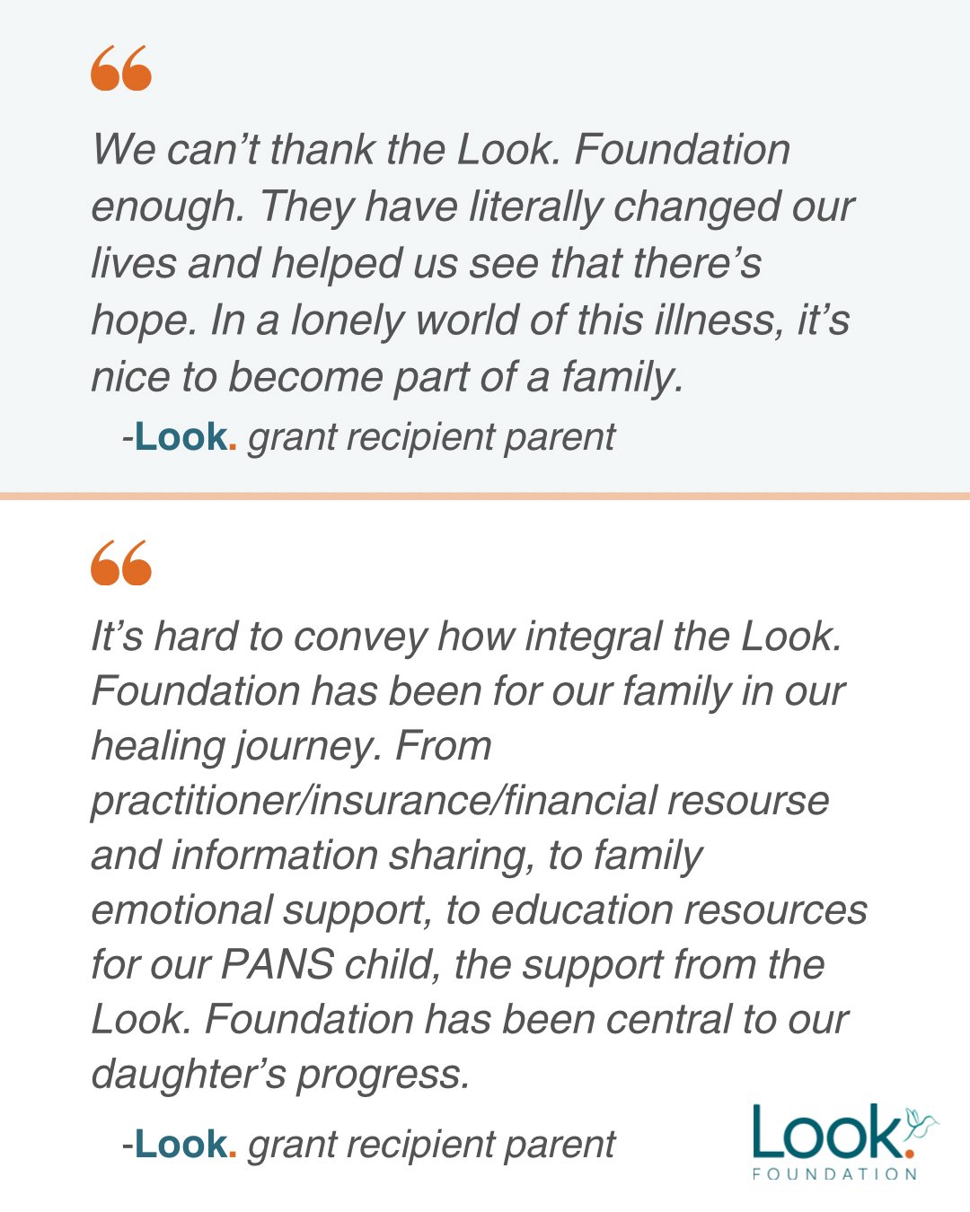 When families tell us we&rsquo;ve helped them find hope, community, and healing &mdash; we never take it lightly.

These words come from grant recipient parents who remind us why this work matters. PANS/PANDAS can be isolating and overwhelming, but n