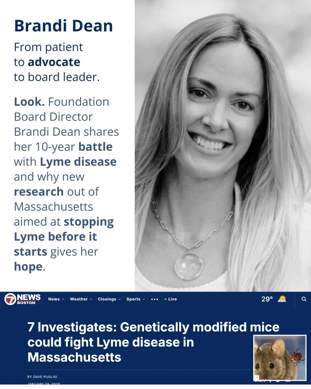 Lyme is a known trigger for PANS/PANDAS, a medical condition that causes infection-driven brain inflammation and psychiatric symptoms in children and young adults.

👏 Thank you, Brandi, for using your voice to raise awareness, push for prevention, a