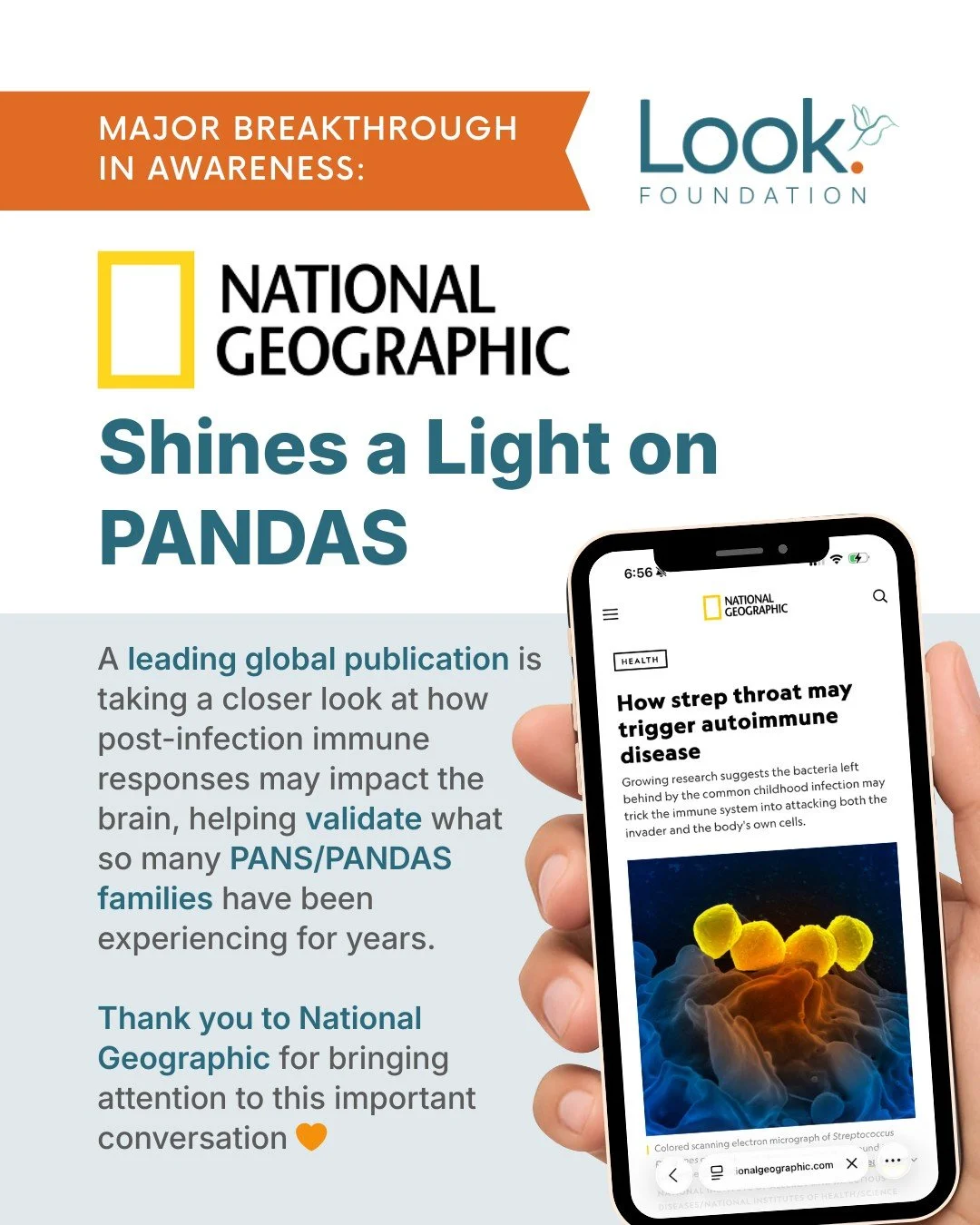 Grateful to National Geographic for shining a light on PANDAS and post-strep immune conditions. For our community, this experience is very real and deeply personal. We appreciate thoughtful reporting that increases awareness, fosters understanding, a