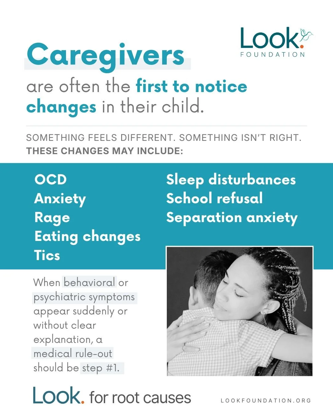 Caregivers are often the first to notice when something changes.

A child who was doing well suddenly struggles with OCD, anxiety, rage, tics, sleep changes, eating changes, school refusal, or separation anxiety. When symptoms appear suddenly or with
