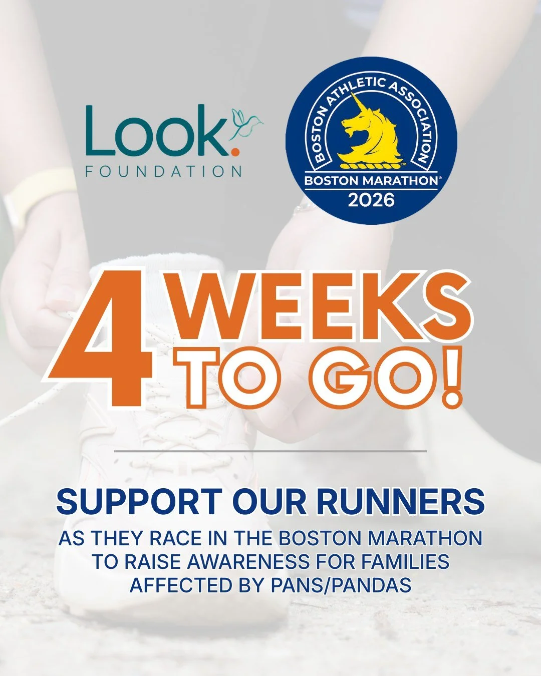 🏃&zwj;♂️ This year, our Team Look. runners are taking on the @bostonmarathon to support children and families battling PANS/PANDAS. 

PANS and PANDAS can cause sudden or progressive onset of severe neuropsychiatric symptoms, dramatically changing a 