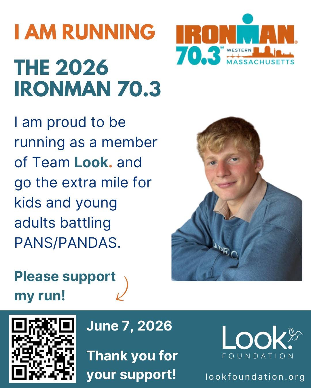 Jimmy Smith is running the 2026 @ironmantri 70.3 Western Massachusetts with Team Look 🧡

He&rsquo;s raising awareness and support for those affected by PANS/PANDAS, a neuroimmune condition that causes brain inflammation and can lead to severe OCD, a