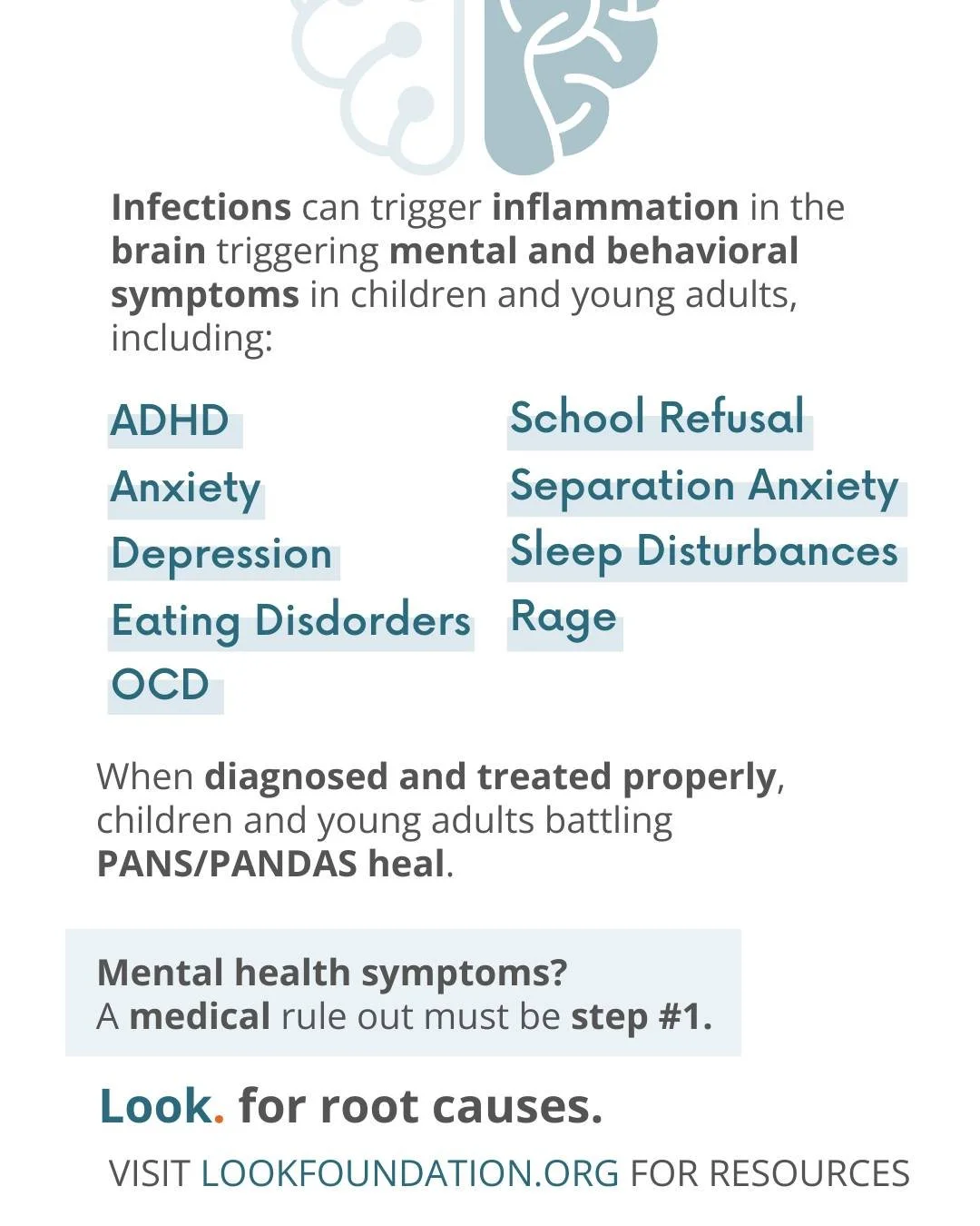 Mental health symptoms like anxiety, OCD, ADHD, depression, sleep disturbances, rage, and eating disorders may sometimes be signs of something deeper.

Infections can trigger inflammation in the brain, leading to sudden behavioral and mental health s
