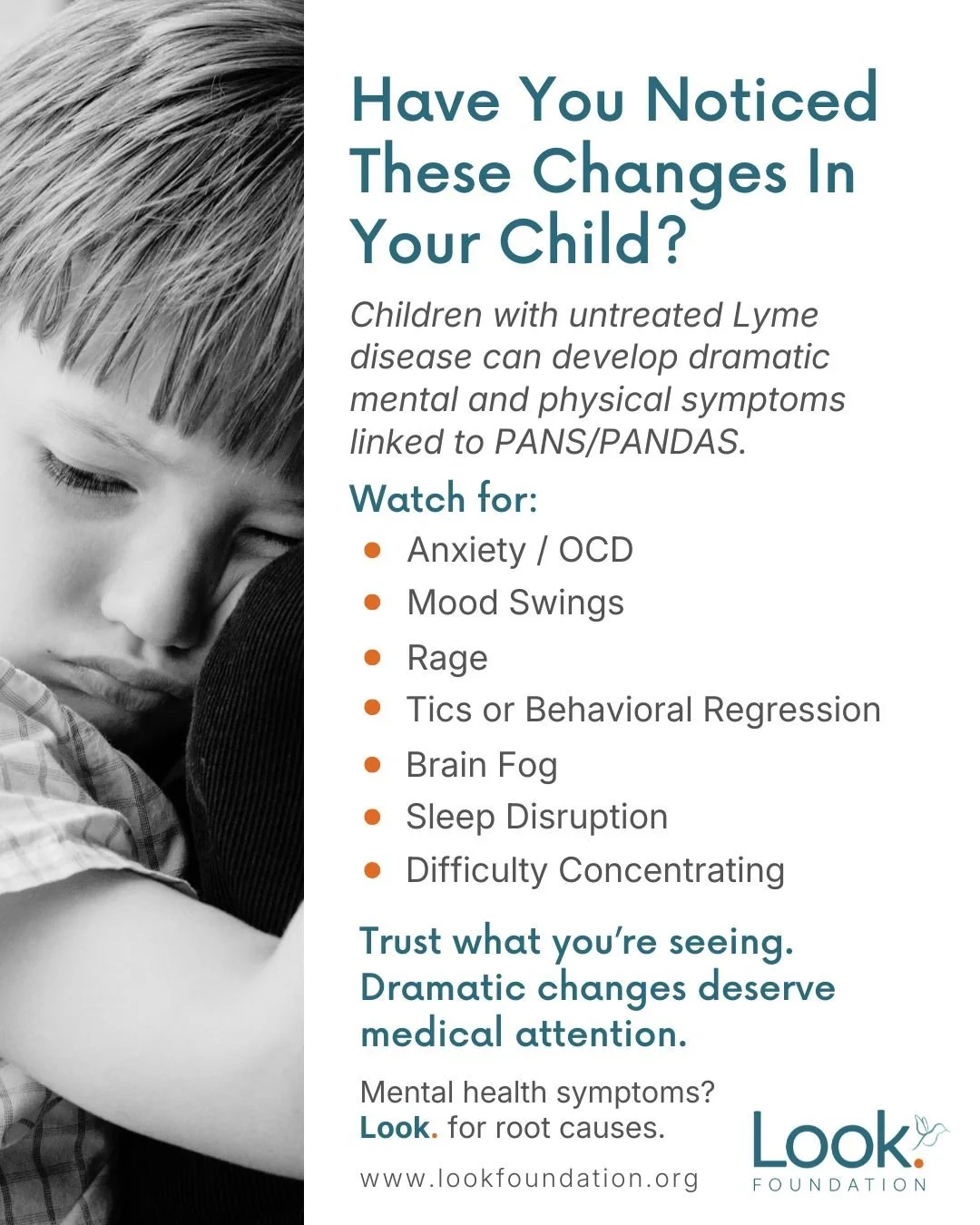 Have you noticed drastic changes in your child&rsquo;s behavior, mood, or personality?

For some families, symptoms like OCD, anxiety, tics, or regression seem to appear overnight. These changes can be linked to infections such as Lyme disease or str