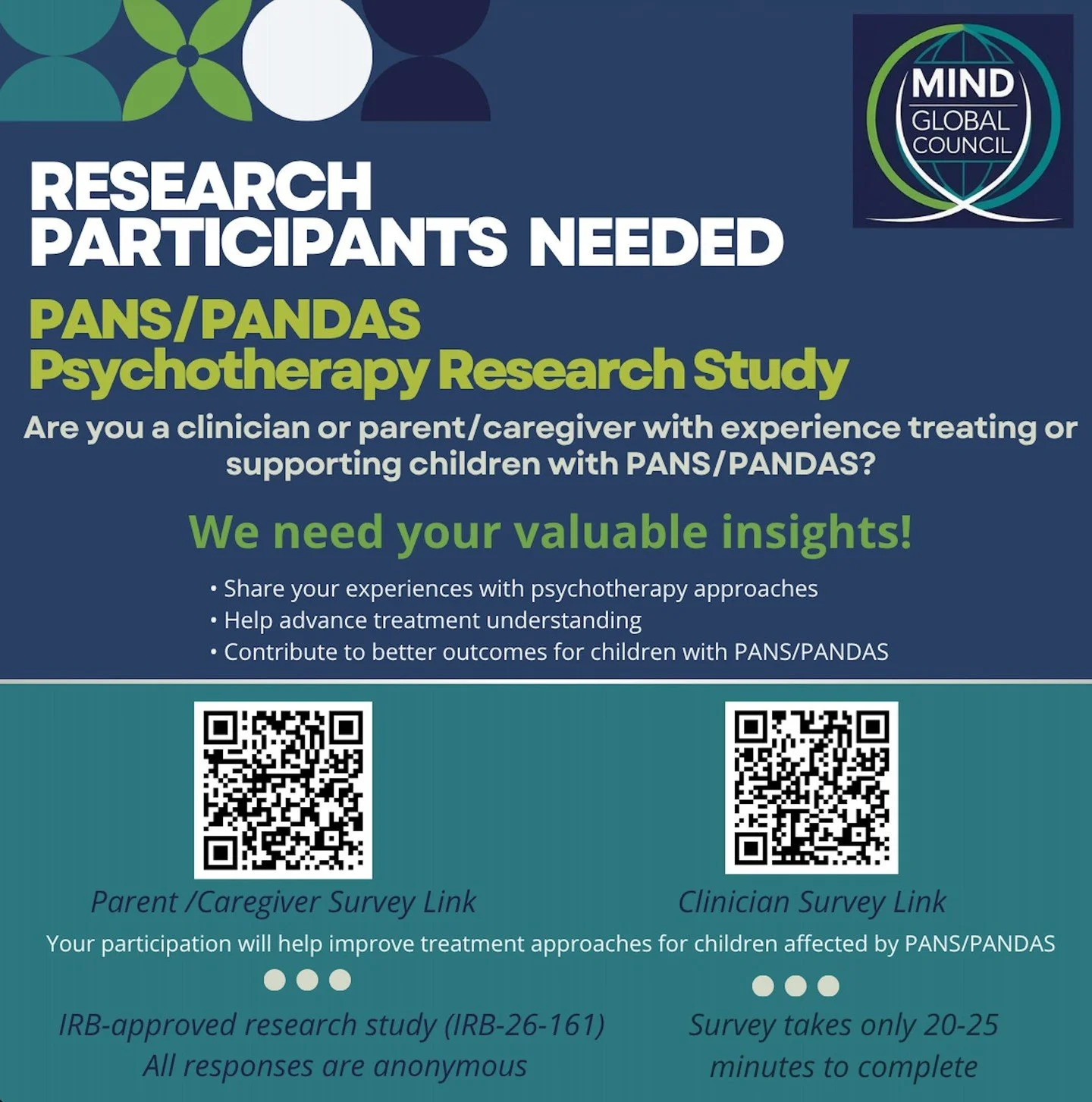 Help Shape the Future of Psychotherapy in PANS/PANDAS 🧡

We&rsquo;re inviting caregivers and clinicians to take part in an important research survey led by the MIND Global Council (@mindglobalcouncil)and Chapman University (@chapmanu).

This brief 2
