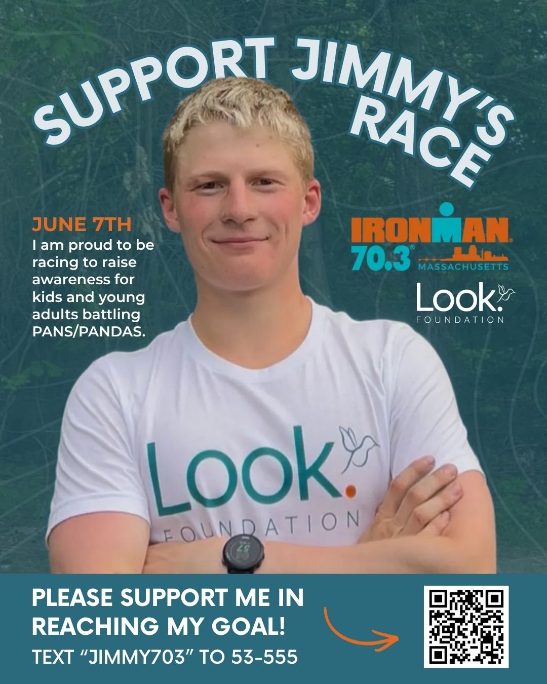 Last chance to help Jimmy (@jimmy.smith725) reach his fundraising goal before race day! 🏊🚴🏃

On June 7, Jimmy will take on the Ironman (@ironmantri) 70.3 in support of the Look. Foundation, completing a 1.2-mile swim, 56-mile bike ride, and 13.1-m