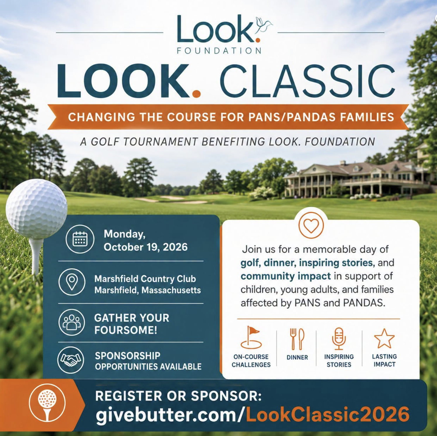 Look Foundation Golf Classic at Marshfield Country Club to raise awareness for children and families facing PANS/PANDAS neuroinflammation.