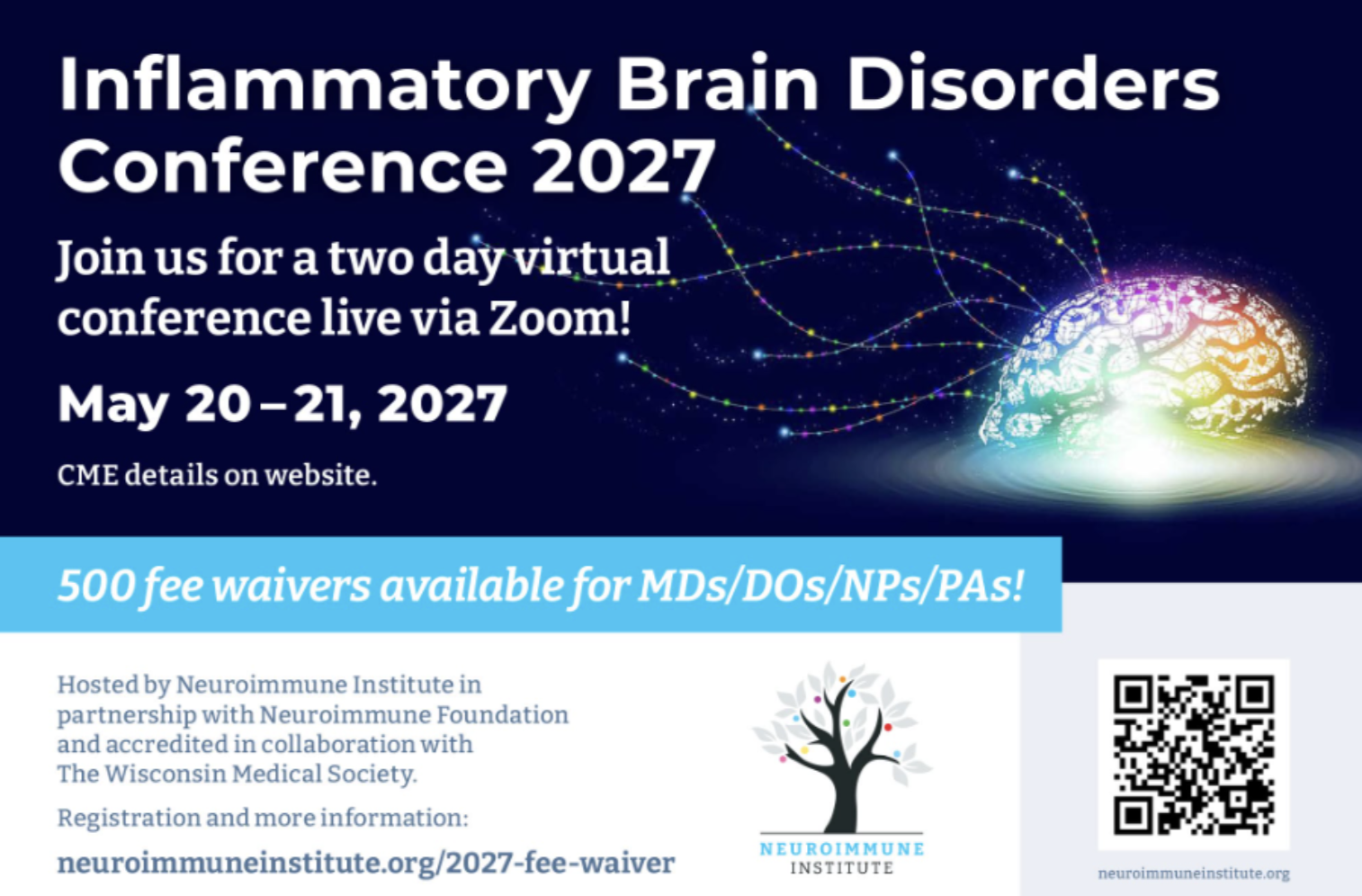 Neuroimmune Institute's virtual 2 day Inflammatory Brain Disorders Conference 2027 PANS PANDAS