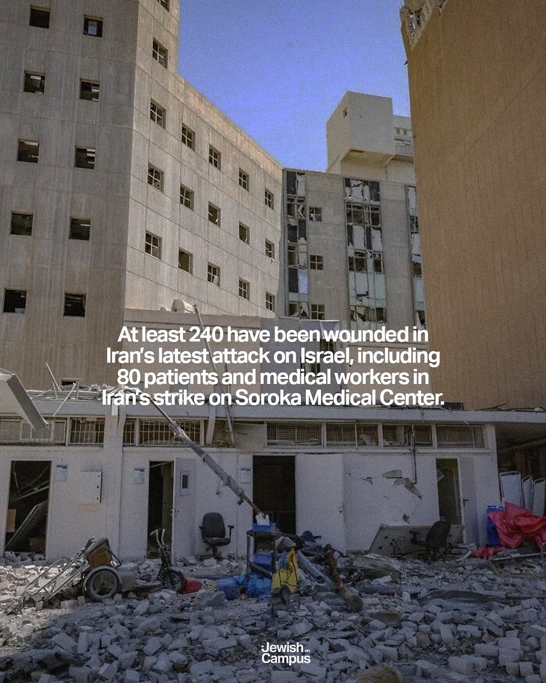 At least 240 have been wounded in Iran&rsquo;s latest attack on Israel, including 80 patients and medical workers in Iran&rsquo;s strike on Soroka Medical Center. (Source: AP News)

Since Friday, Iran has launched 400 ballistic missiles and hundreds 