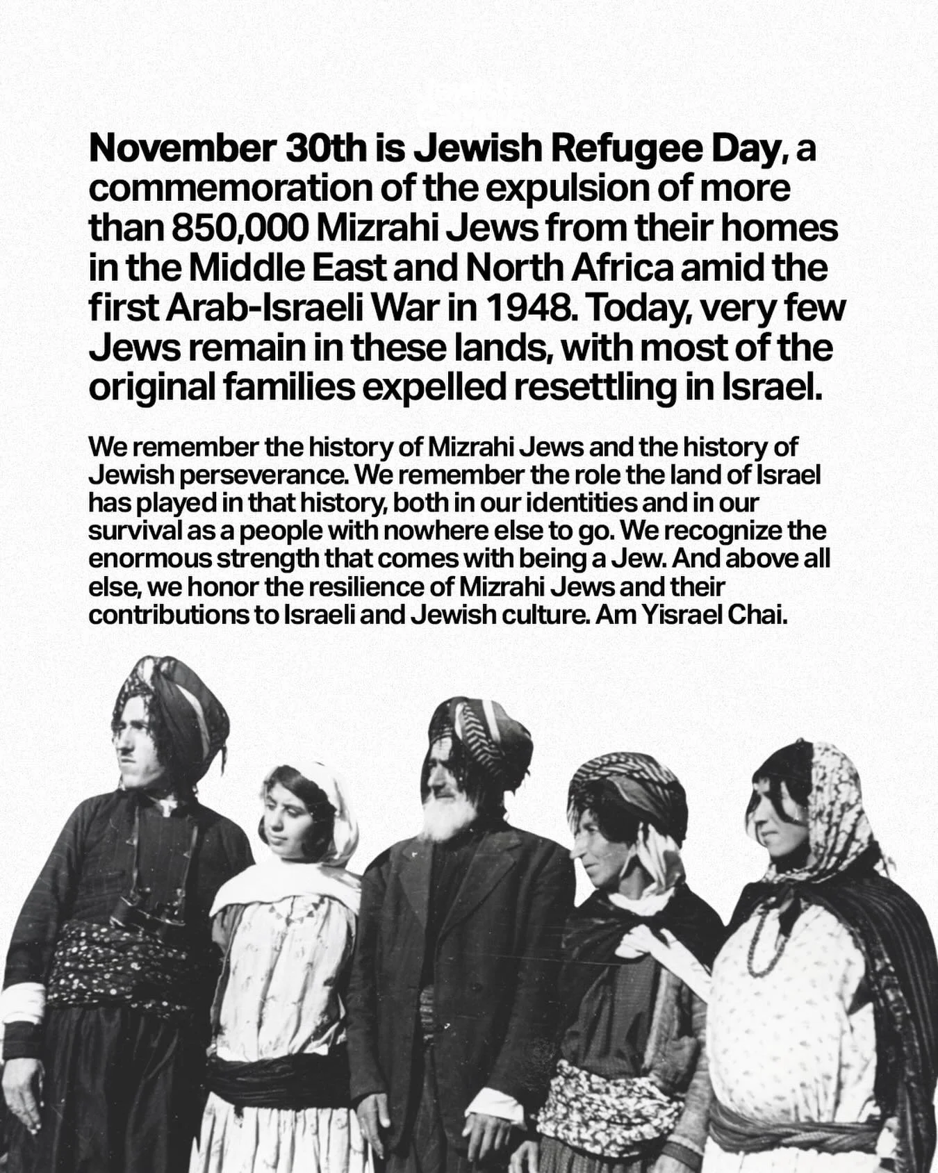 Today is Jewish Refugee Day. We commemorate the expulsion of more than 850,000 Mizrahi Jews from their homes in the Middle East and North Africa amid the first Arab-Israeli War in 1948.