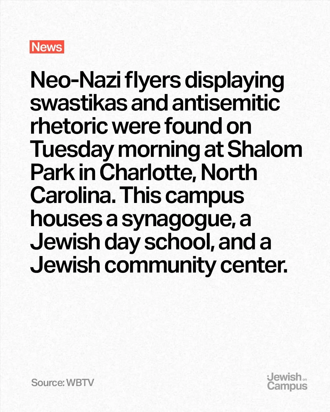 We stand with the Jewish community of Charlotte. Antisemitism is rising. Don&rsquo;t look away.

Source: WBTV