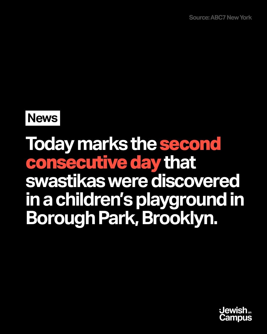 Fifty-seven swastikas were found at a children&rsquo;s playground in Brooklyn. Let&rsquo;s talk about it. 

Source: ABC7 New York