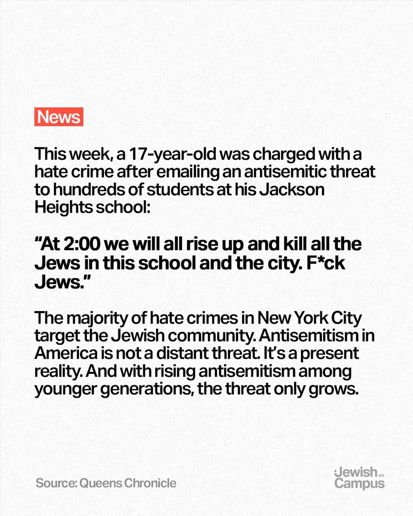Jewish students deserve safe classroom environments, not threats of antisemitic violence.