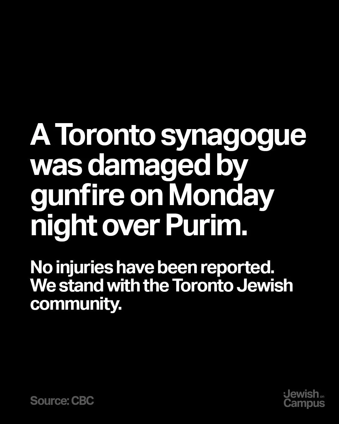 This Purim, we stand with the Toronto Jewish community.