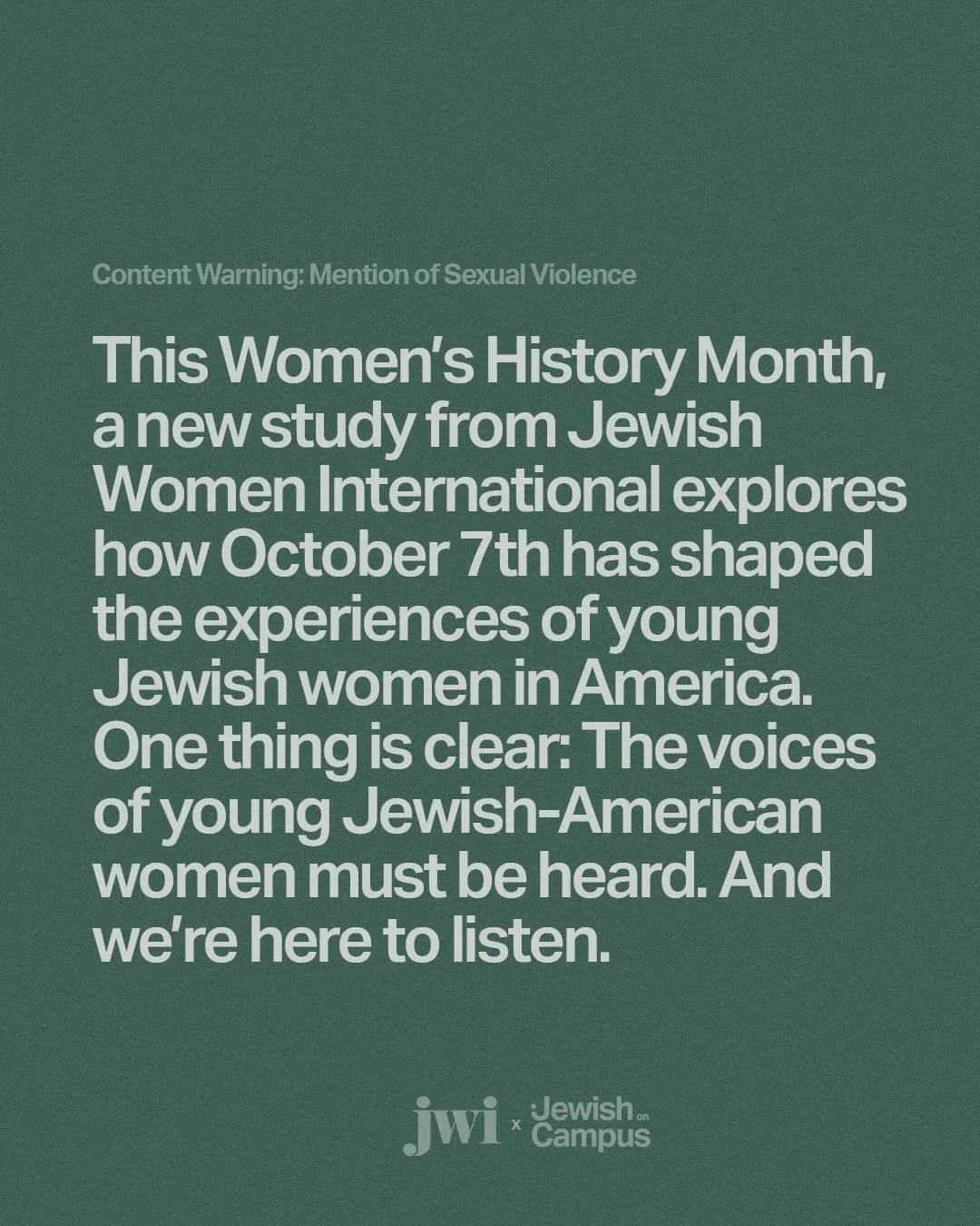 This Women&rsquo;s History Month, a new study from @jewishwomenintl explores how October 7th has shaped the experiences of young Jewish women in America.

Their report, &ldquo;Unpacking the Experiences of Young Jewish-American Women in a post-October