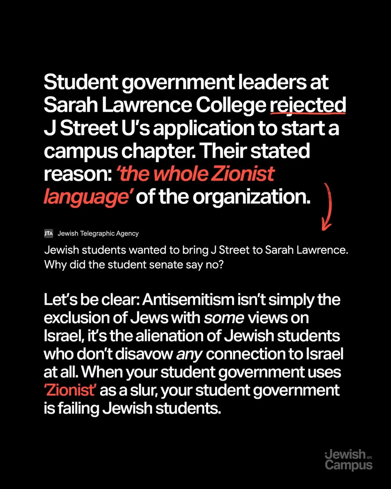 When your student government uses &lsquo;Zionist&rsquo; as a slur to reject Jewish organizations, your student government is failing Jewish students.