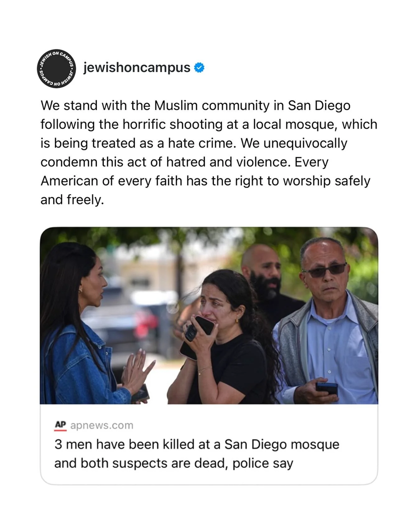 Standing with the Muslim community in San Diego.