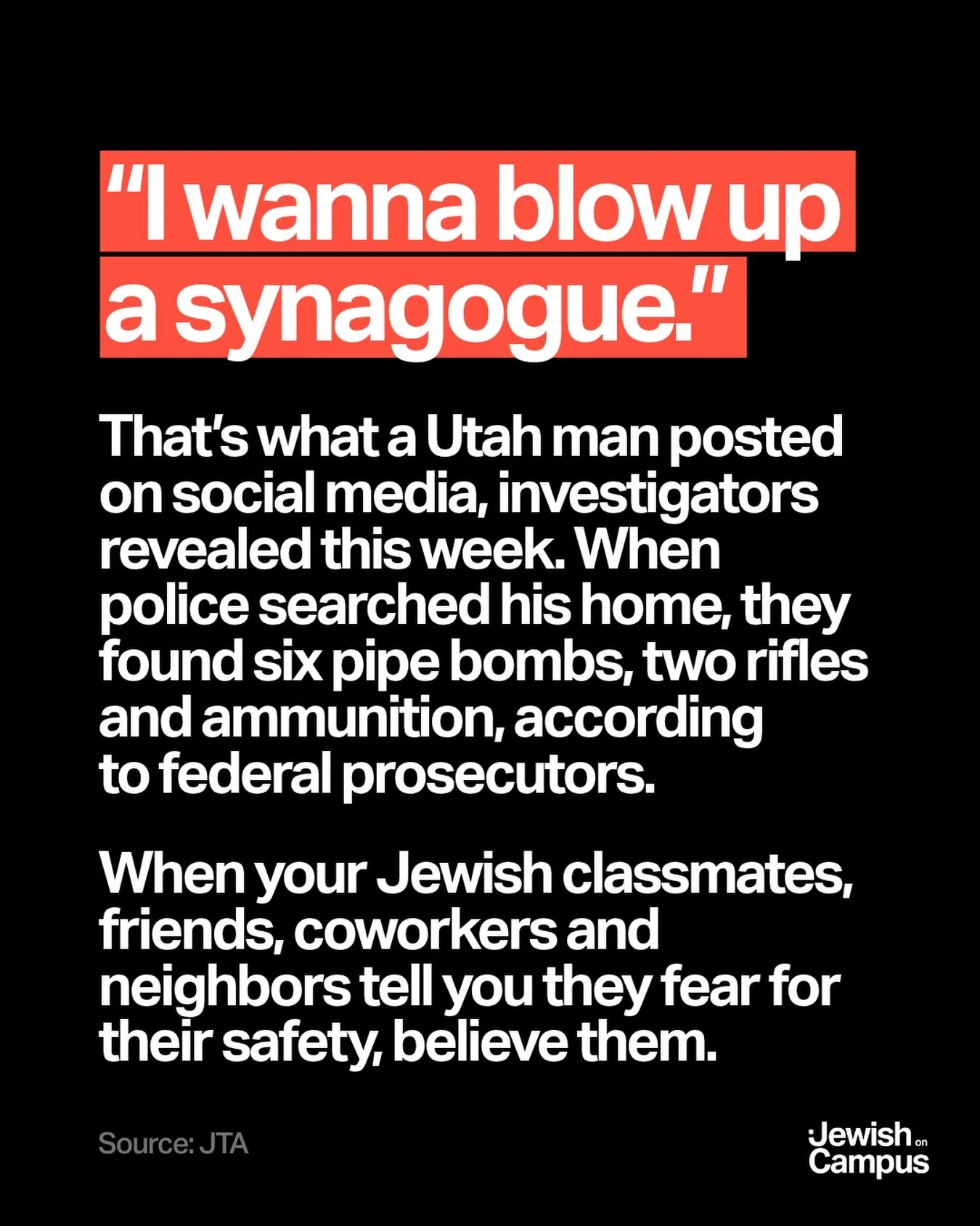 We are thinking of the Jewish community in Utah and are grateful for their safety.