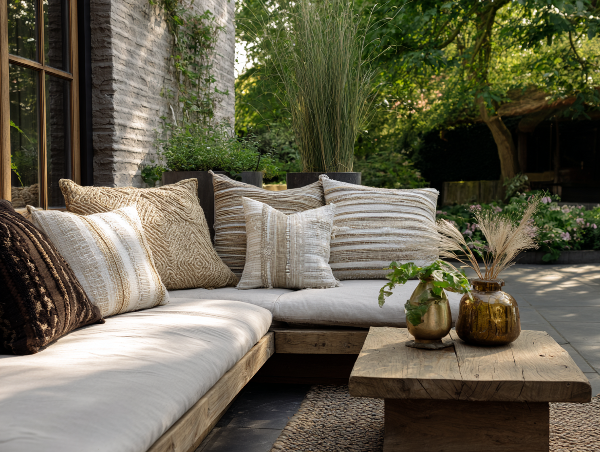 Mooie sierkussens buiten