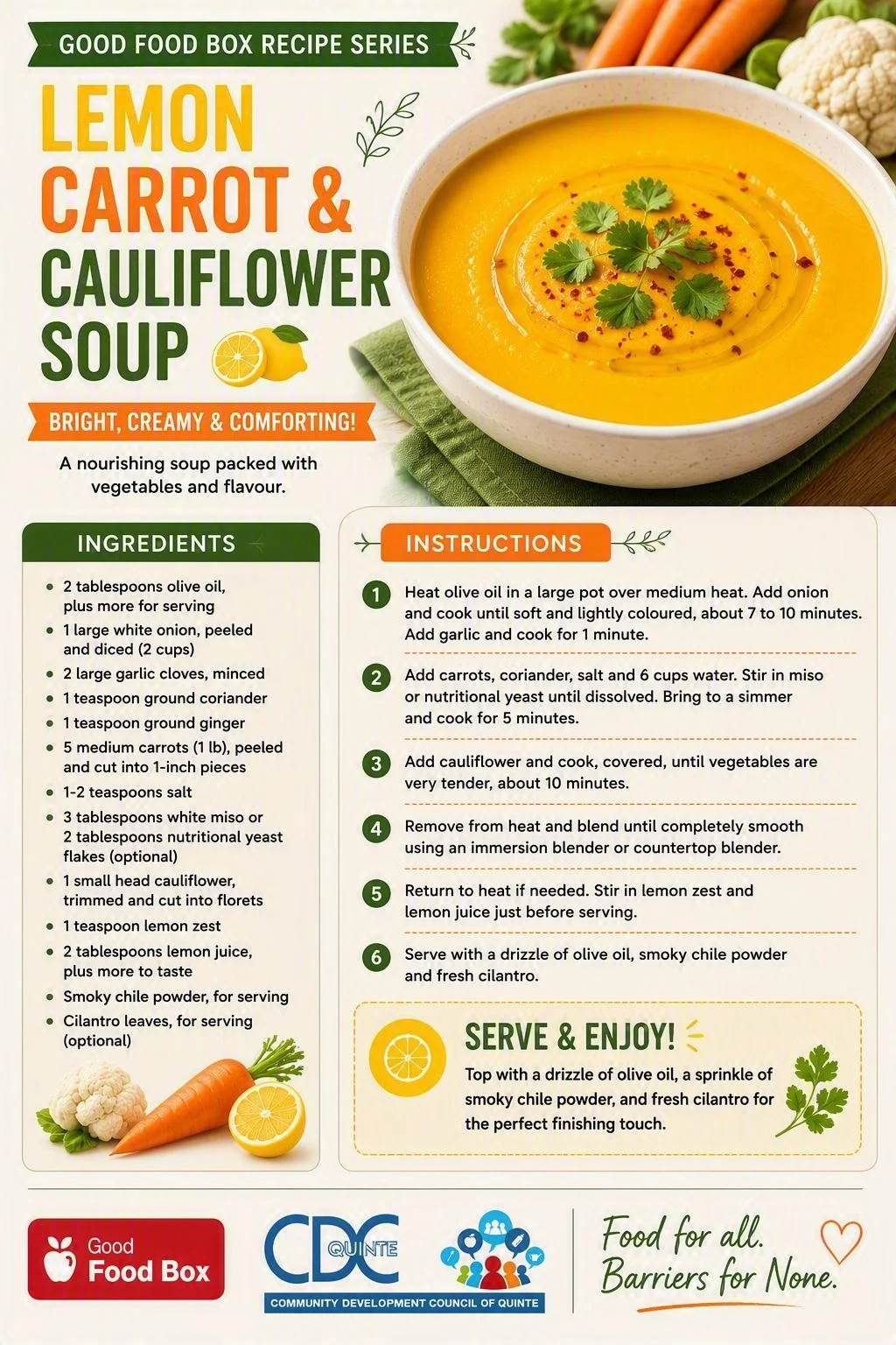 Lemon Carrot Cauliflower Soup