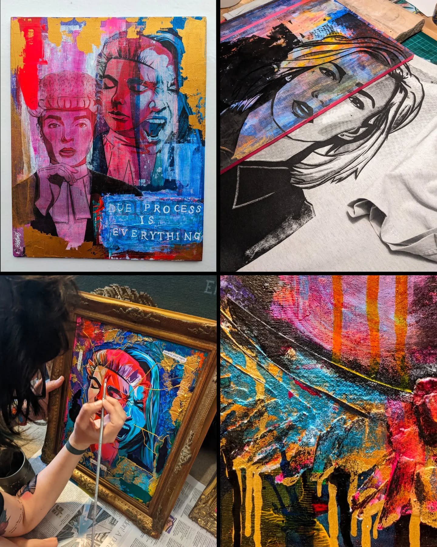 Going back through some old photos this morning has really given me the itch for getting the paintbrushes out again and doing some mixed media print/paint stuff. It's been a while! 

Nothing quite like ending the day with paint and glue in your hair.
