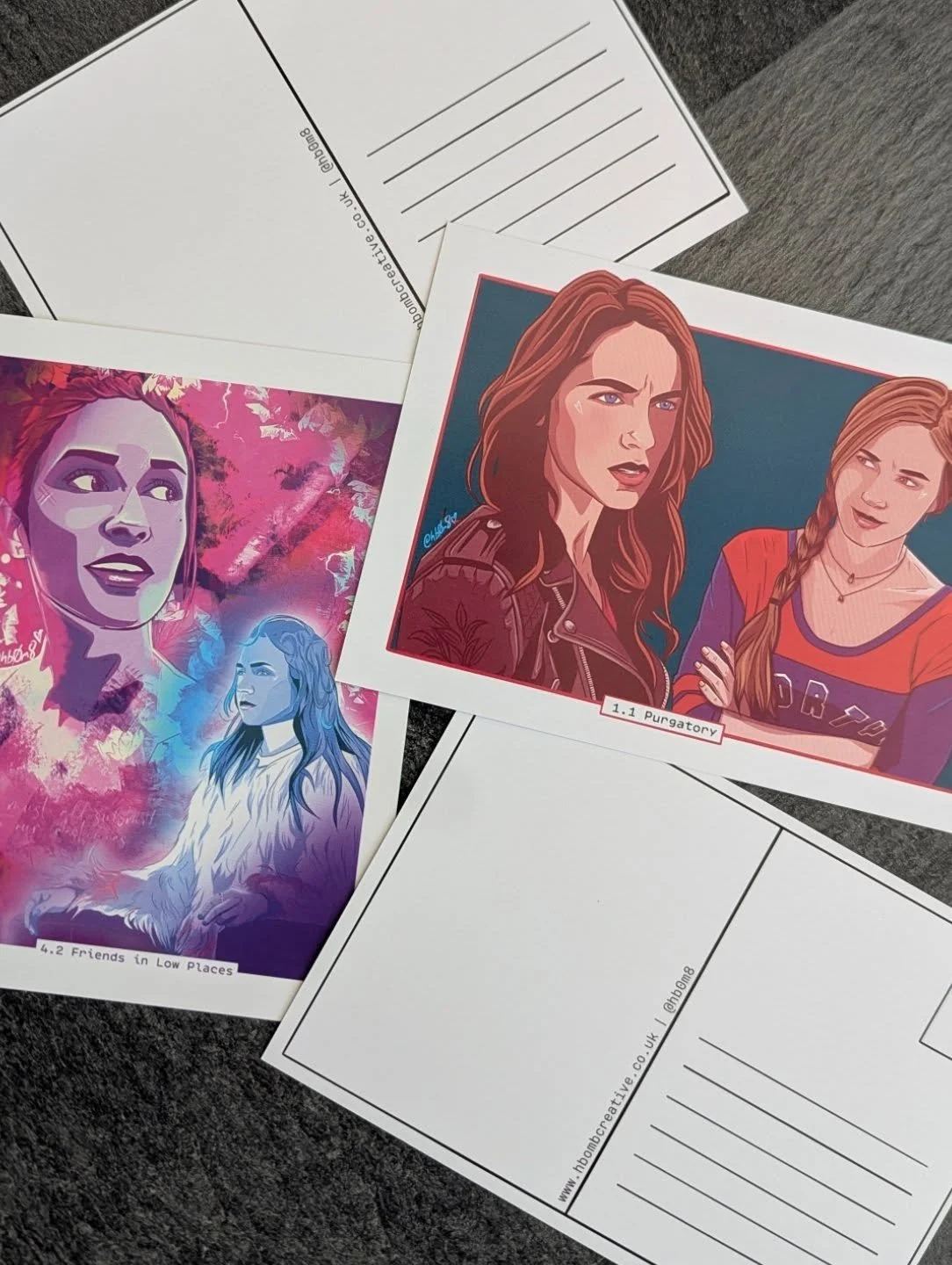 Hey friends! I've included 2 Wynonna Earp fan art episode postcards in this month's Patreon art-in-the-mail packages. The full set will consist of 50 postcards, 1 for each episode plus Vengeance, and if you stick around, you can collect 'em all! (I s