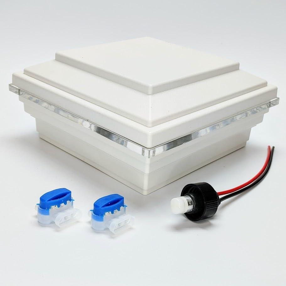 DekLights 12 volt post cap for Trex brand Transcend railing posts 4.5x4.5 post sleeves includes 6000k bright white LED bulb