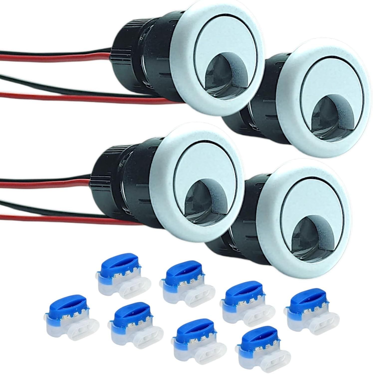 Trex style stair riser lights round recessed LED with replaceable bulbs for outdoor deck 12 volt low voltage