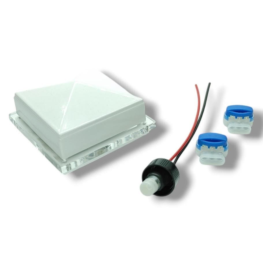 Lighted post caps for 1.5" , 2", 2.5 square aluminum posts - White - Replaceable LEDs - Made in USA