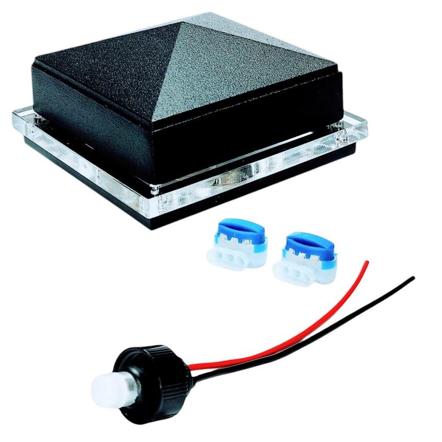 Lighted post caps for 1.5" , 2", 2.5 square aluminum posts - Black - Replaceable LEDs - Made in USA