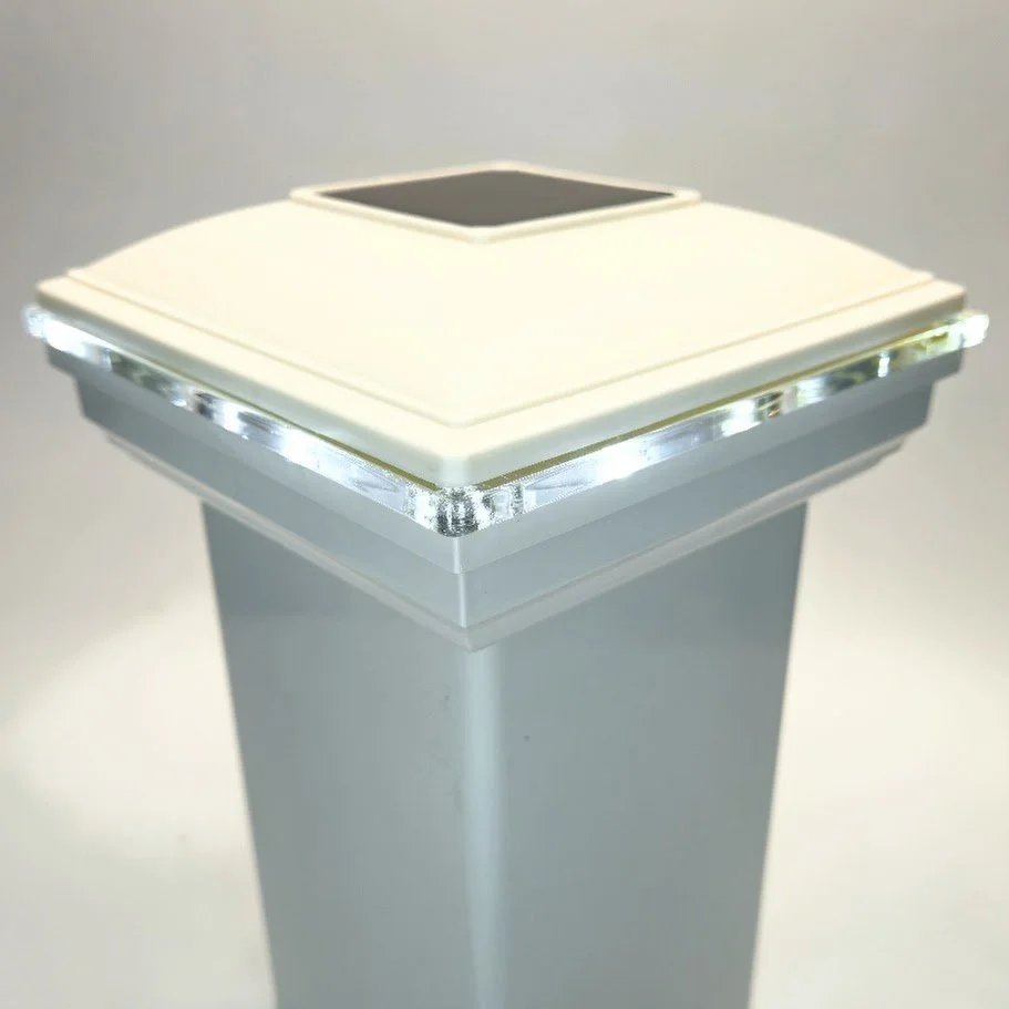 4x4 Post cap. Our Glass Edge Style 2nd Generation White Solar Post Cap. Bright or Warm White Lighting, Switch Selectable. Made in the USA