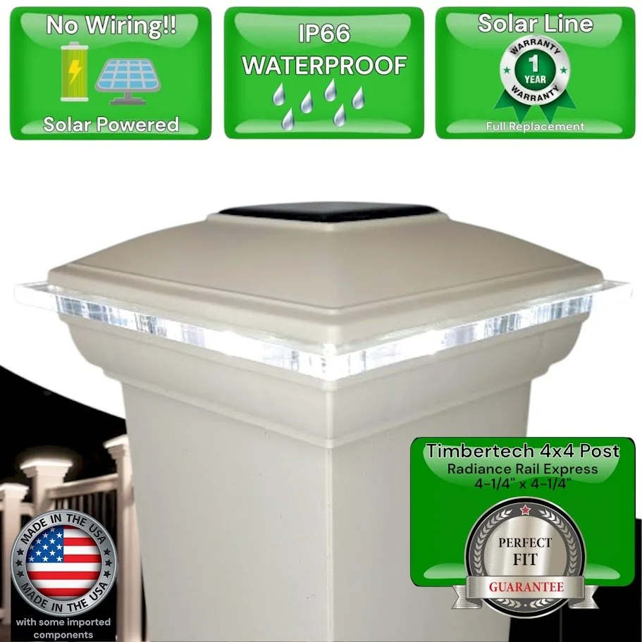 Timbertech Post Cap Rings DekLights® solar lighted post cap for Timbertech. Glass Edge Style lens ...